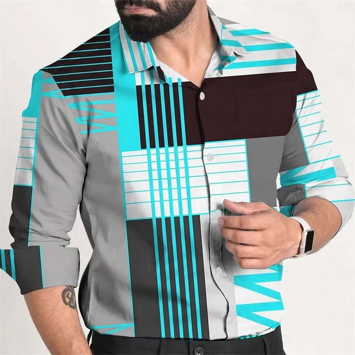 Mens Fashion Single Breasted Loose Casual Shirt 3XL shoulder 55cm