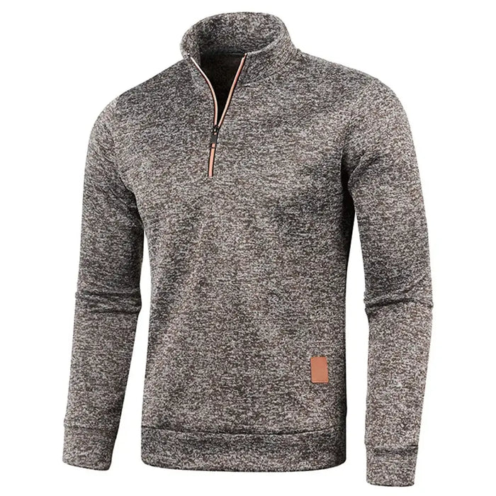 Mens Half Zip Turtleneck Sweatshirt Solid Color Pullover back view