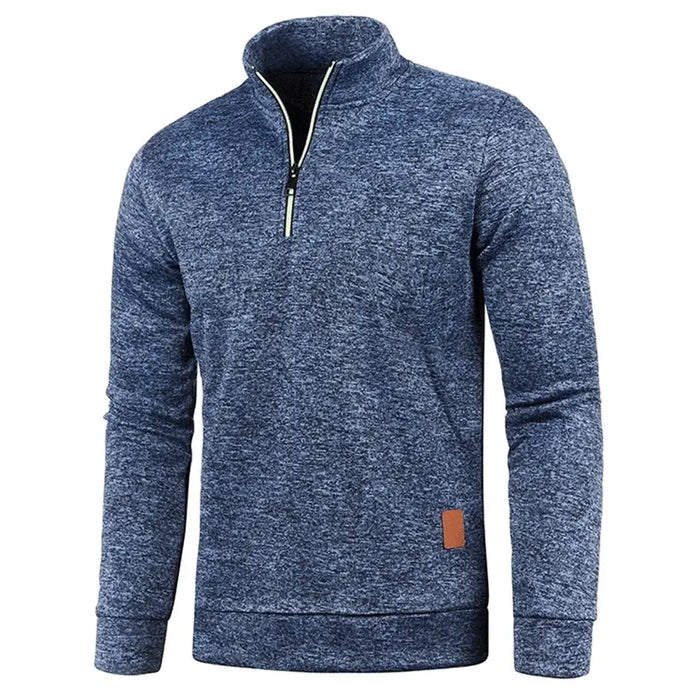 Mens Half Zip Turtleneck Sweatshirt Solid Color Pullover turtleneck collar