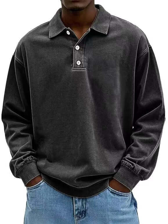 Mens Long Sleeve Polo Shirt khaki fashion top