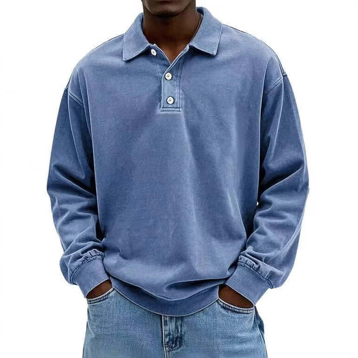 Mens Long Sleeve Polo Shirt brown comfortable tee