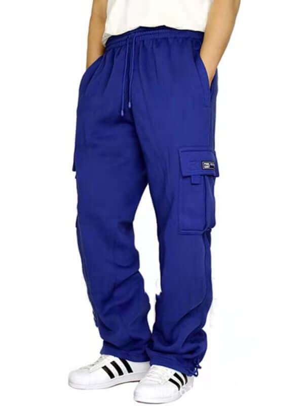 Mens Loose Multi Pocket Cargo Pants with Tethered Casual Fit tethered hem