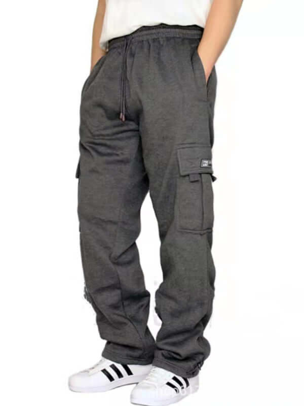 Mens Loose Multi Pocket Cargo Pants with Tethered Casual Fit model outdoor