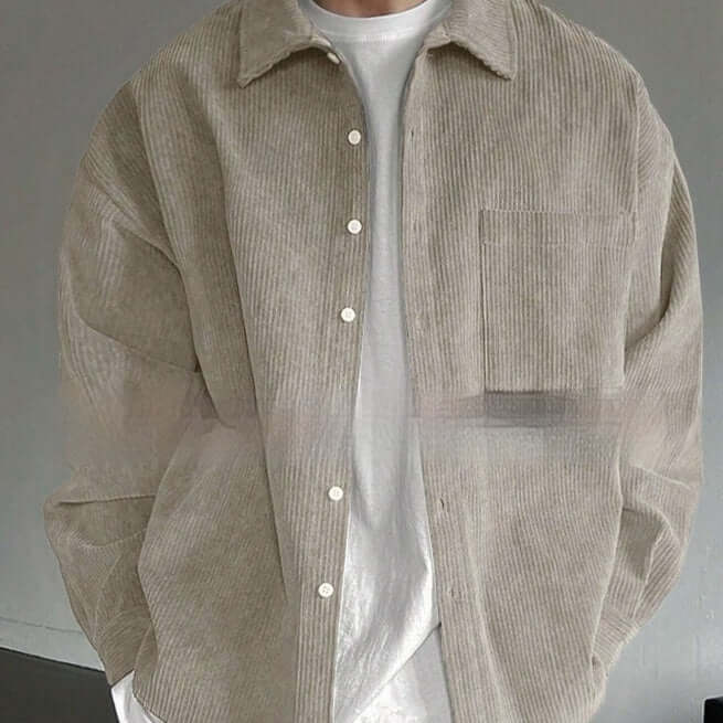 Mens Premium Corduroy Long Sleeve Casual Button Up Shirt bust 118cm