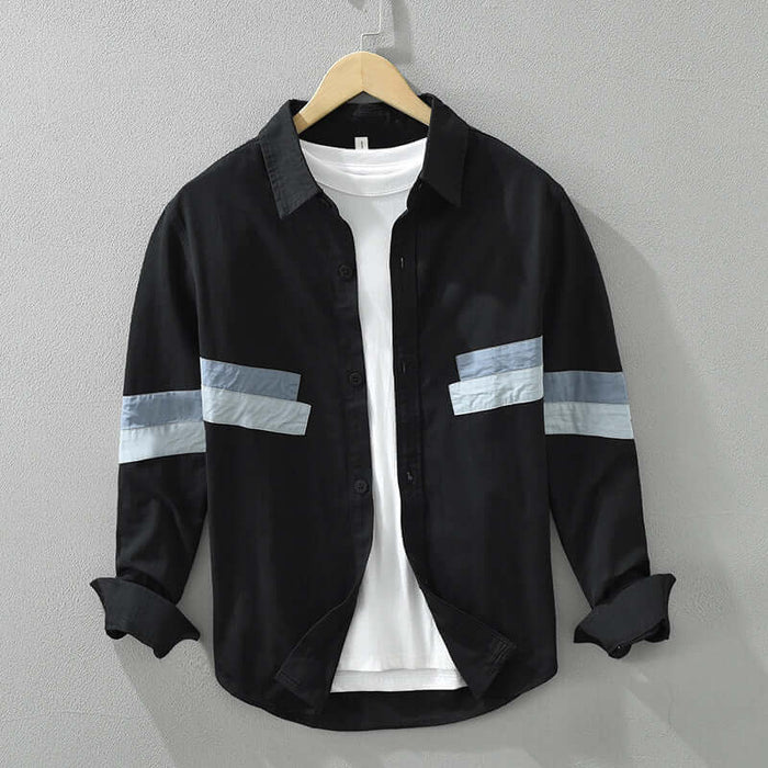 Mens Premium Cotton Artistic Casual Relaxed Shirt black
