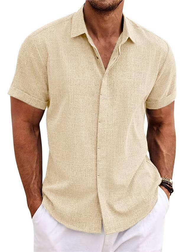 Mens Premium Linen Slim Fit Breathable Casual Shirt XXXL 130 chest