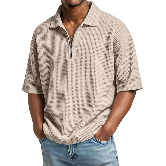 Mens Premium Waffle Knit Breathable Summer Polo size L length 74cm