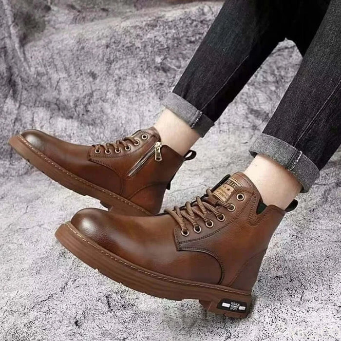 Mens Retro Warm High Top Casual Short Boots warm interior