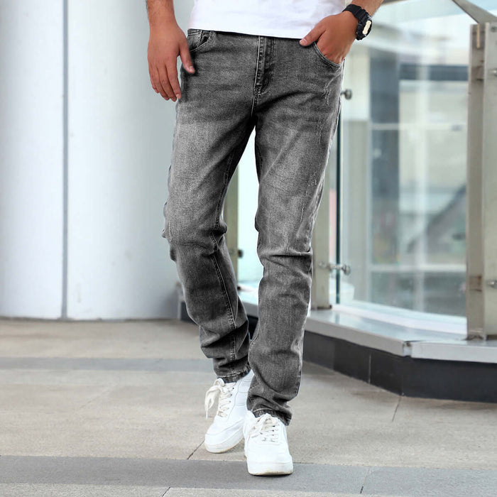 Men's Silver Gray Stretch Skinny Denim Jeans Slim Fit Design