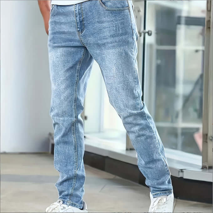 Men's Silver Gray Stretch Skinny Denim Jeans Modern Fashion Look