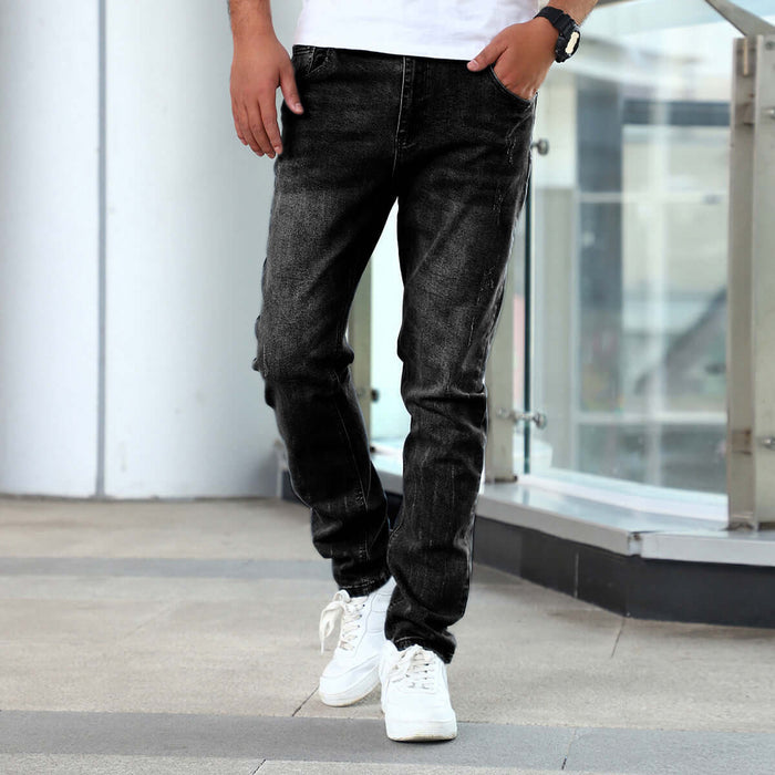 Men's Silver Gray Stretch Skinny Denim Jeans Tapered Leg Fit