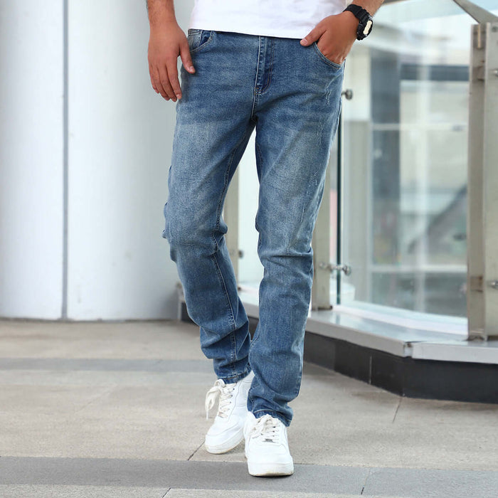 Men's Silver Gray Stretch Skinny Denim Jeans Stylish Urban Fashion