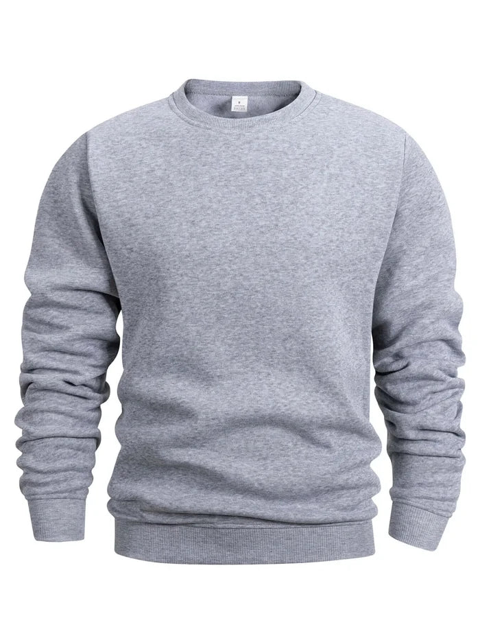 Mens Solid Crew Neck Sweatshirt Long Sleeve Pullover casual style