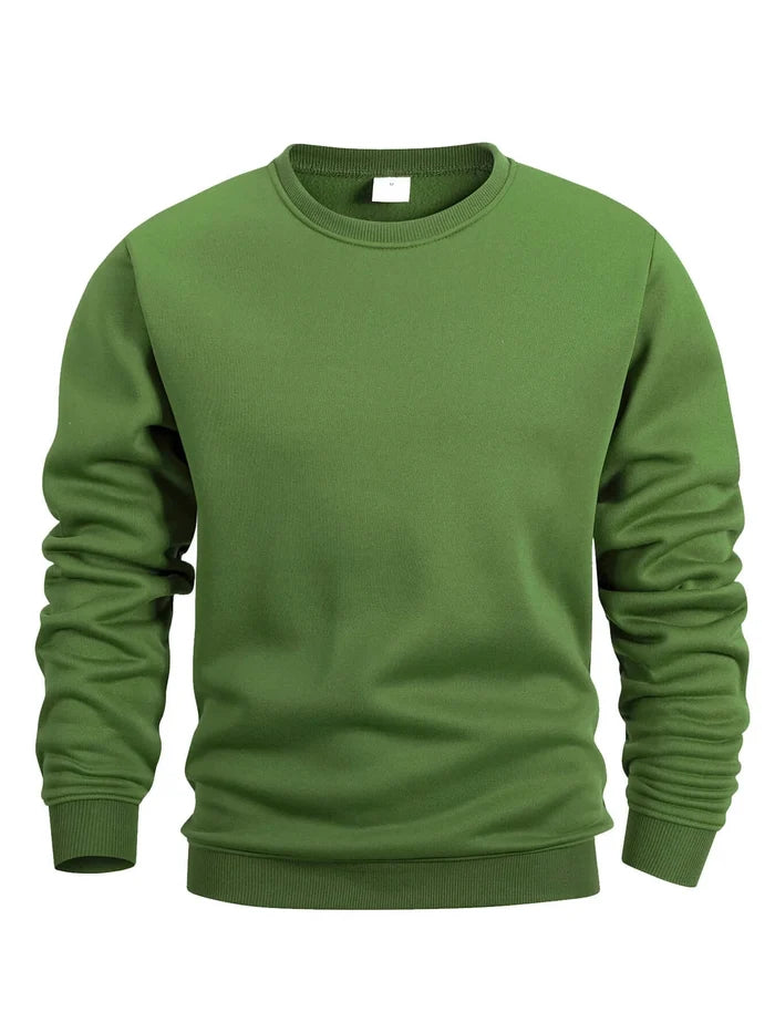 Mens Solid Crew Neck Sweatshirt Long Sleeve Pullover solid color look