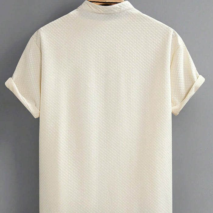 Mens Summer Breathable Cotton Blend Stand Collar Shirt size M length 75