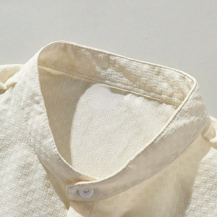Mens Summer Breathable Cotton Blend Stand Collar Shirt size XL shoulder 47.5