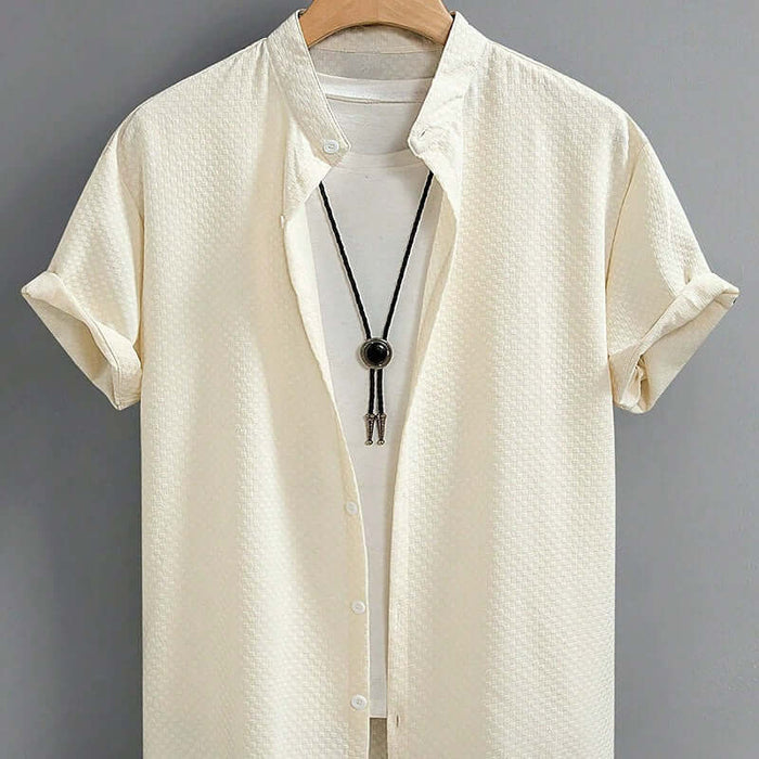 Mens Summer Breathable Cotton Blend Stand Collar Shirt size XXXL 125 bust