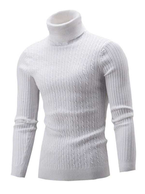 Mens Turtleneck Tight Stretch Knit Sweater summer wear