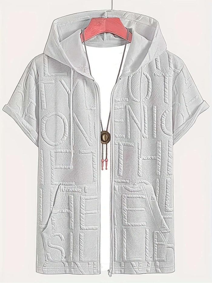 Mens Urban Jacquard Letter Printed Hooded Tshirt size L 113 hip
