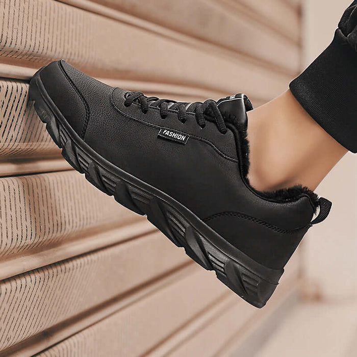 Mens Winter Warm Waterproof Plush Sports Sneakers lace-up