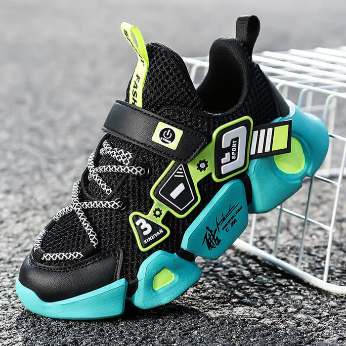 Mesh Fly-Woven Velcro Kids Breathable Sneakers blue