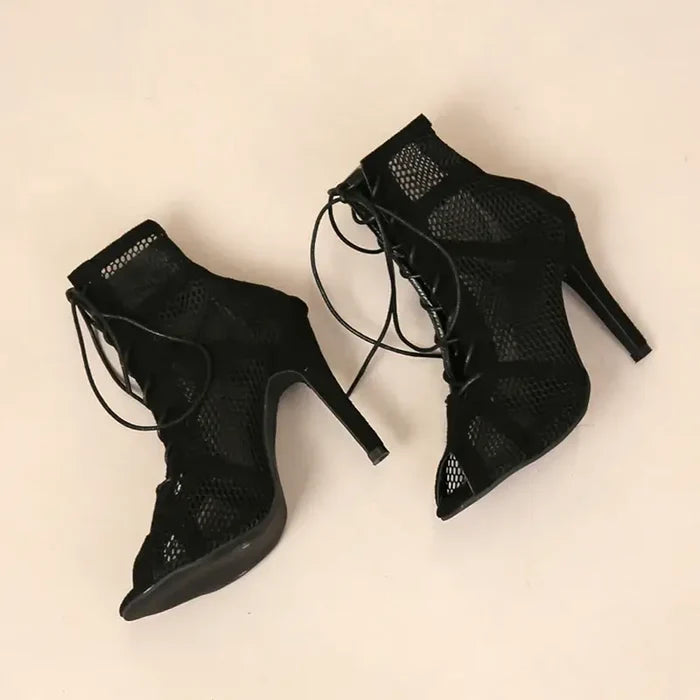 Mesh High Heel Sandals for Summer & Evening Wear breathable mesh texture close-up