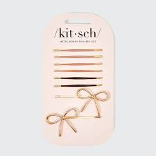 Metal Enamel Puffy & Bow Bobby Pins 8pc Set - Molly + Kate