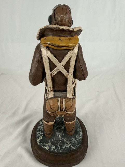 Michael Garman Hand-cast & Painted Sculpture WW2 Aviator Pilot 1988 13.5"