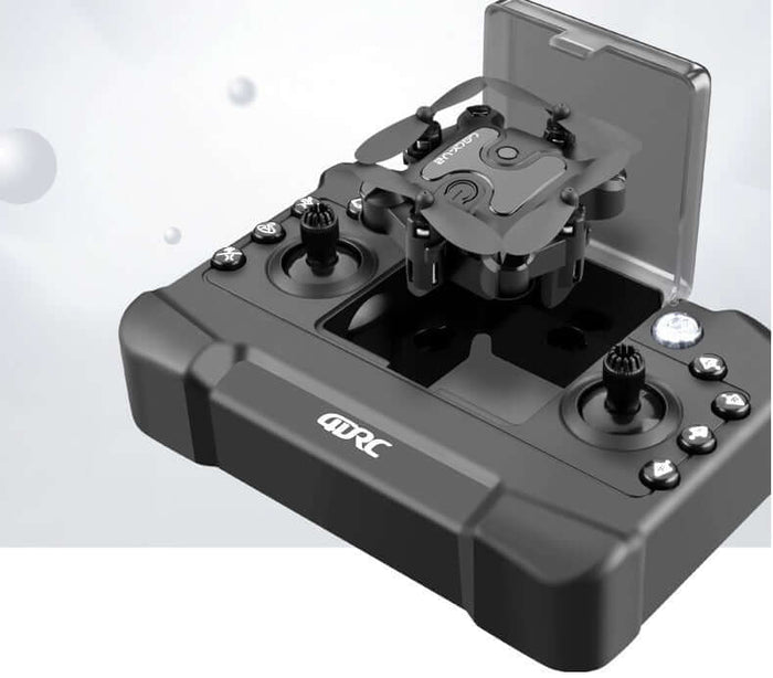 Mini Folding Drone 4K HD Aerial Photography UAV controller with drone in charging position