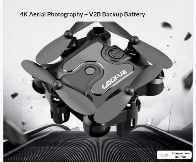 Mini Folding Drone 4K HD Aerial Photography UAV with V2B Backup Battery.