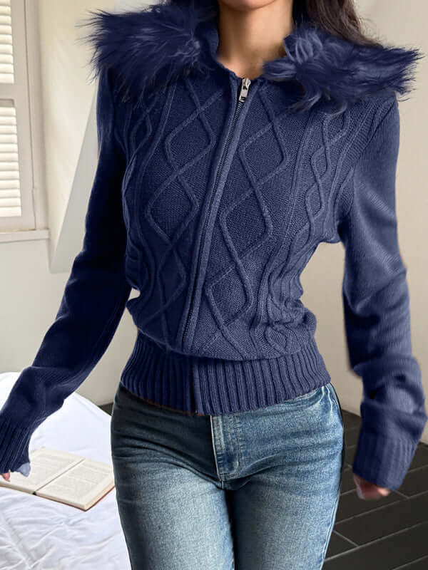 Minimalist Hooded Knit Sweater for Women Casual Style hood detail