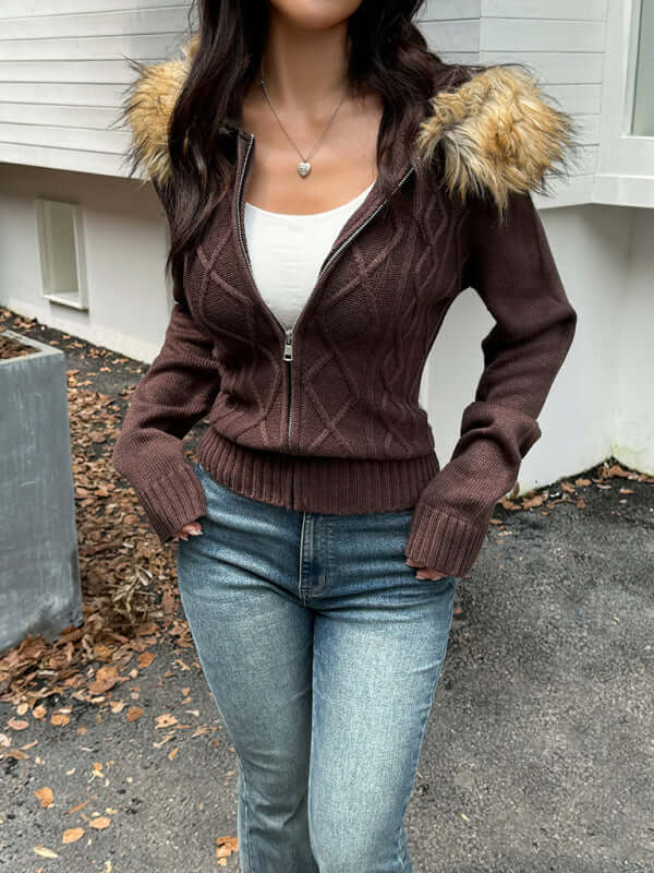 Minimalist Hooded Knit Sweater for Women Casual Style relaxed fit