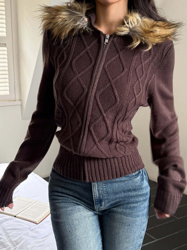 Minimalist Hooded Knit Sweater for Women Casual Style casual outfit