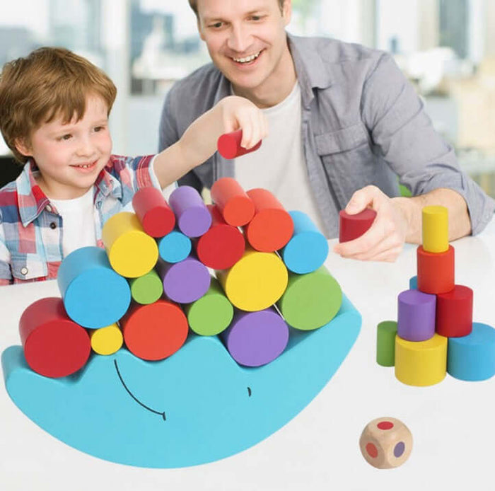 Moon Balance Game wooden stacking toy.