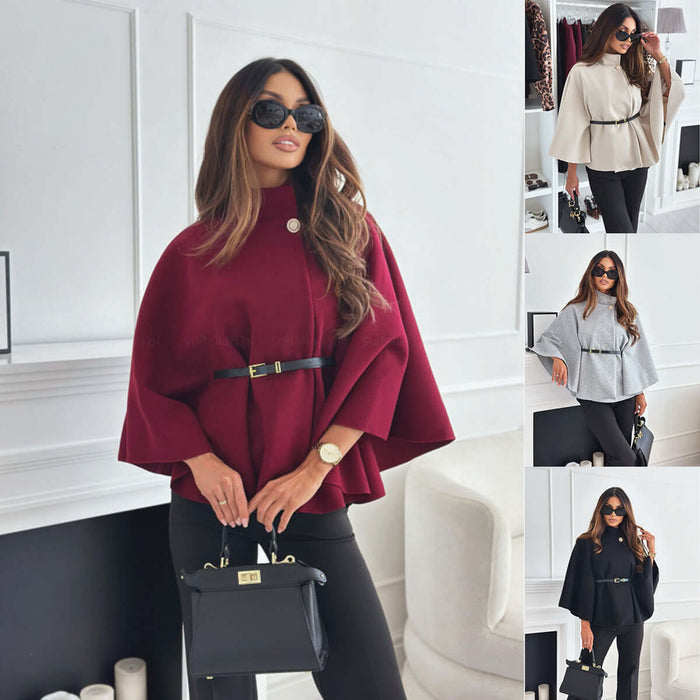 New Stand Collar Batwing Sleeves Cloak Top official physical dimensions chart illustrating clothing parameters and bust length sizes