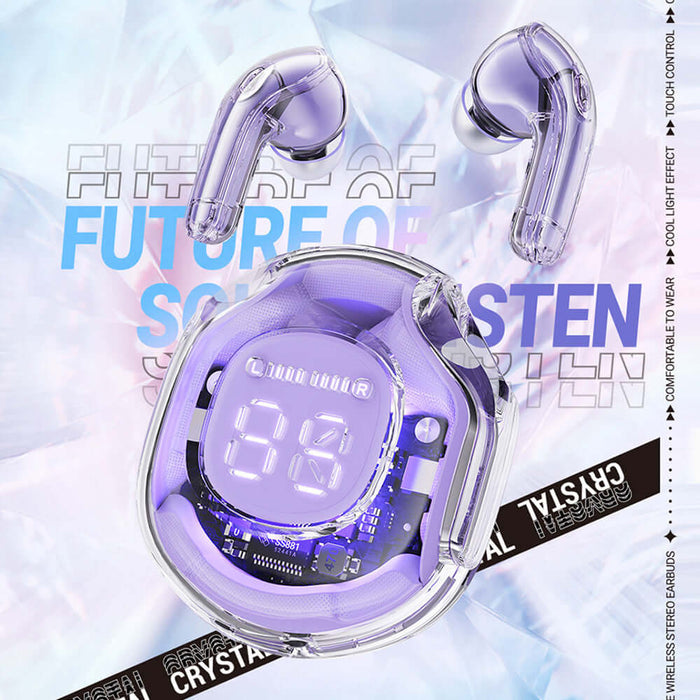 NEW T8 TWS Wireless Earphone Bluetooth 5.3 Headsets transparent design.