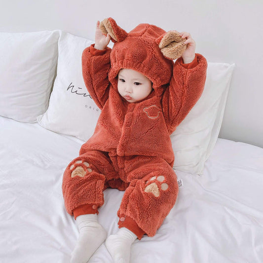 Newborn Baby Onesies quilted rice velvet romper.