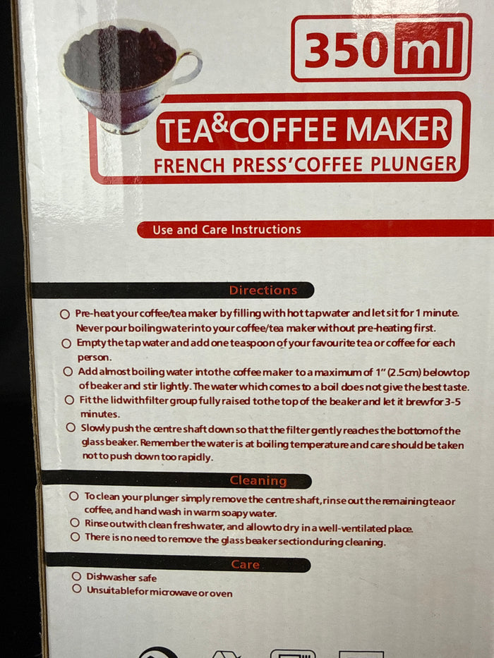 NIB 350 ml Tea & Coffee Maker  French Press