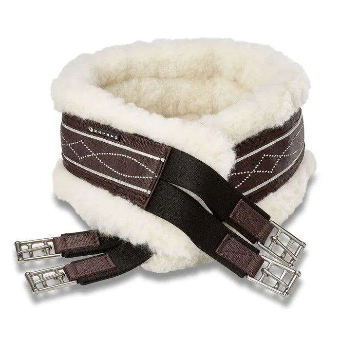 Oaklyn Terra Girth with Fancy White Stitch and Natural Fleece Liner - The In Gate
