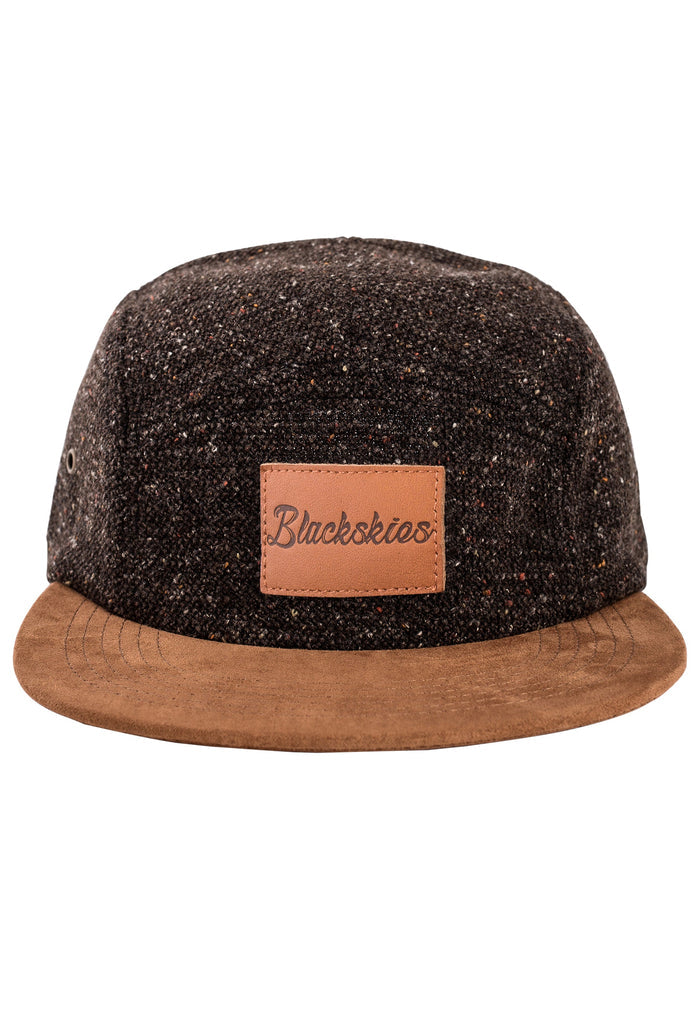 Blackskies-Obsidian-5-Panel-Cap-Black-Brown-Wool-Front