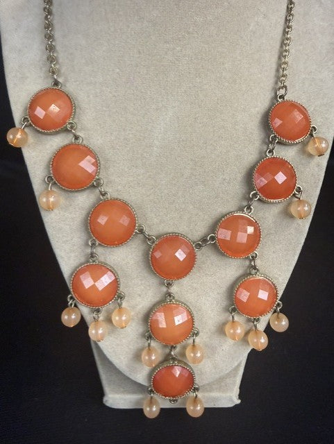 Orange Bib Statement Necklace