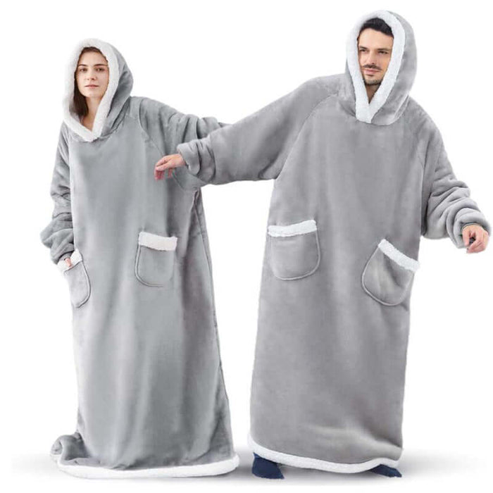 Oversized TV Hoodie Blanket with large front pockets.