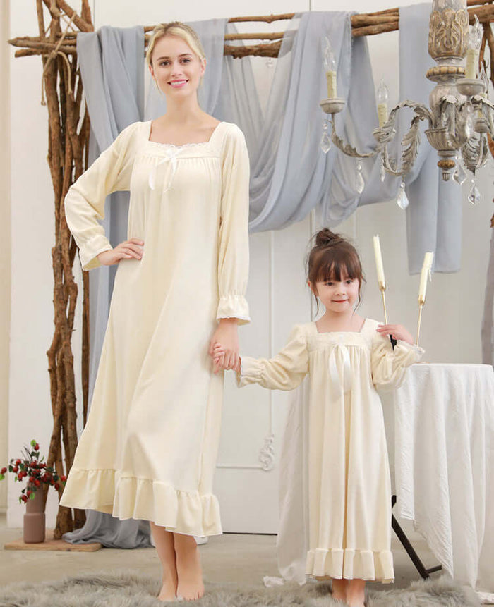 Parent-Child Velvet Nightdress korean princess style.
