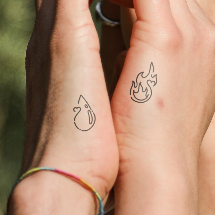 Partner Tattoo Flamme Wasser Tattoo ☀️