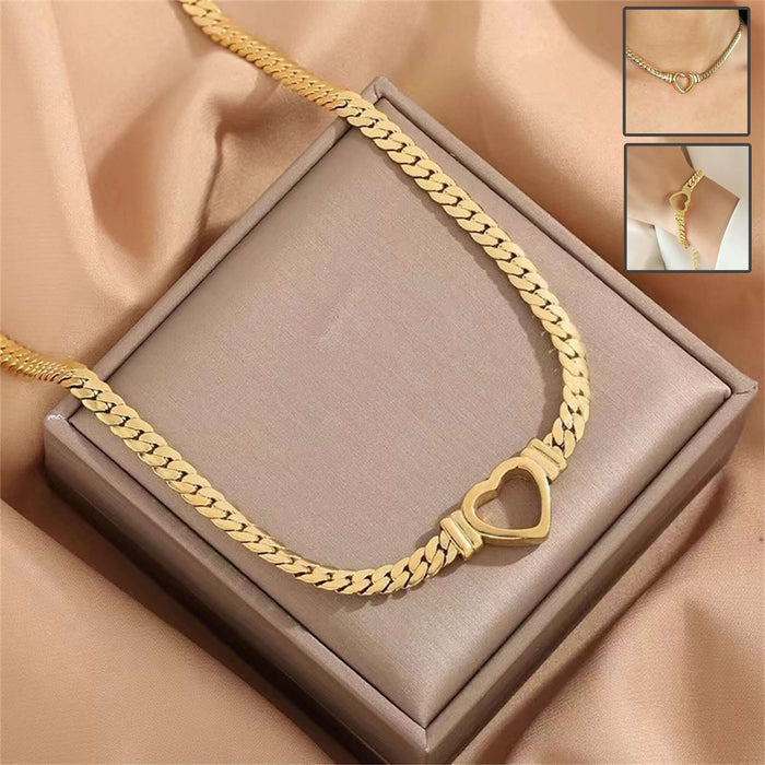 Personalized Love Heart Cuban Chain Jewelry titanium steel necklace.