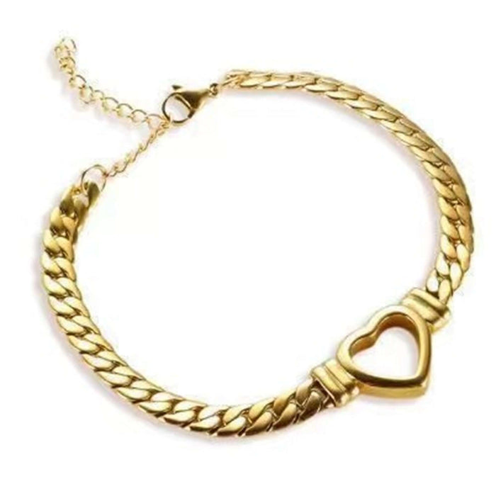 Personalized Love Heart Cuban Chain Jewelry non-fading stainless steel bracelet.