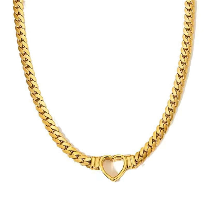 Personalized Love Heart Cuban Chain Jewelry cuban chain style necklace.