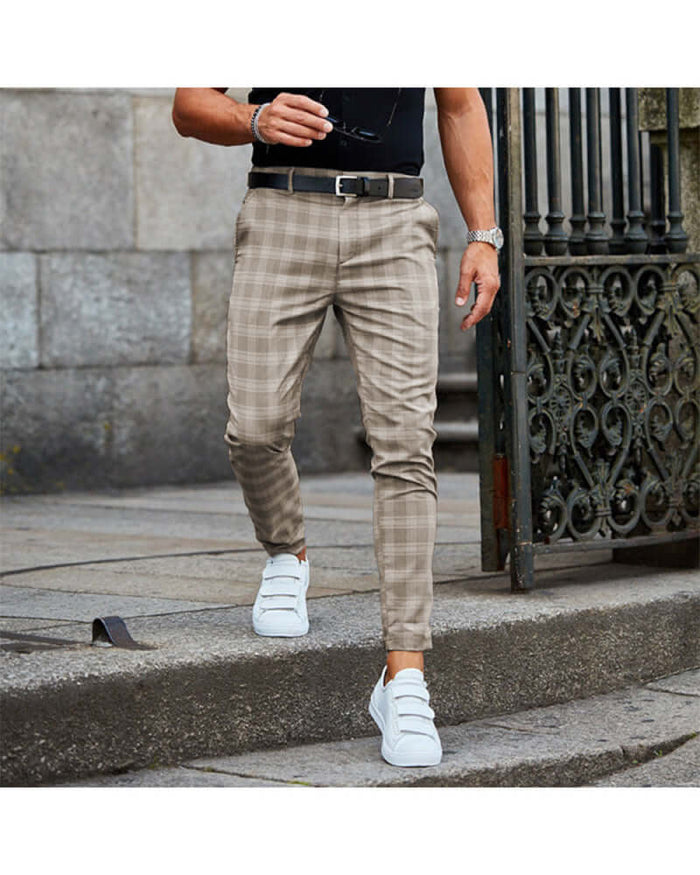 Plaid Print Pants Mens Casual Trousers Loose Thin size XL waist 95.