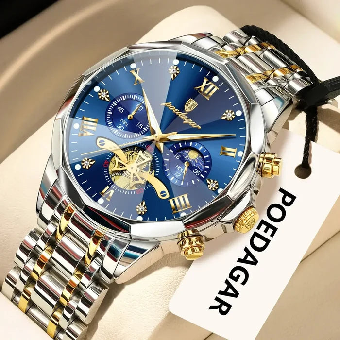 POEDAGAR Luxury Waterproof Chronograph Watch for Men waterproof design