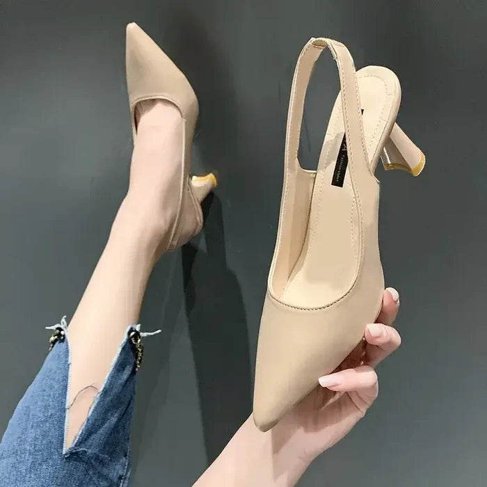 Pointed Toe Breathable Stiletto Sandals for Women front view on model